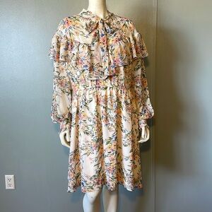 Eloquii Elements, floral, ruffle top, long sleeve dress. Size 18/XL